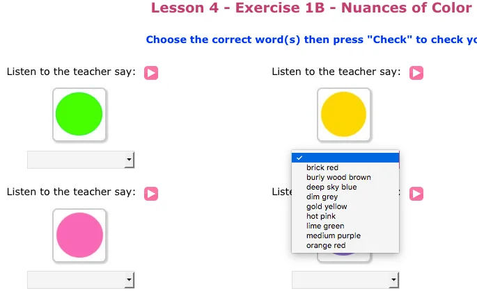 Ejercicio de los colores en inglés 03