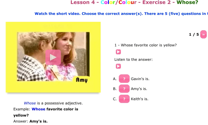 Ejercicio de los colores en inglés 05