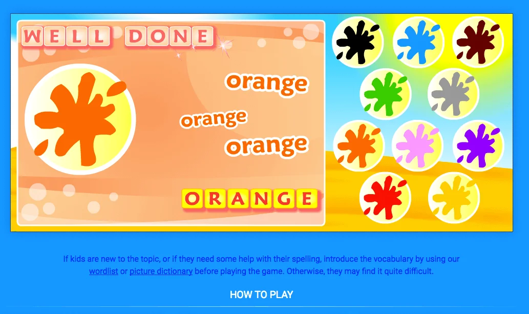 Ejercicio de los colores en inglés 12